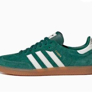 Adidas Samba Green Suede and Leather Sneakers